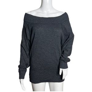 Free People Palisades Off The Shoulder Top Gray Washed Black Sweater Top